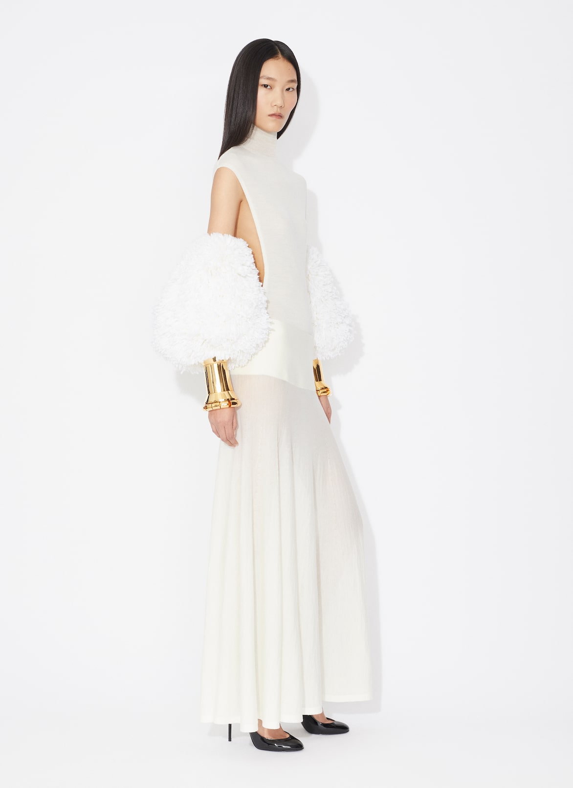 CAP SLEEVE KNIT BODY ALAÏA NATURAL WHITE CAP SLEEVE KNIT BODY